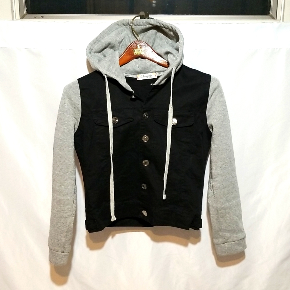 Hybrid Sweater and Jean Styled Hoodie Jacket - Small